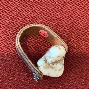Natural stone and leather ring size 9